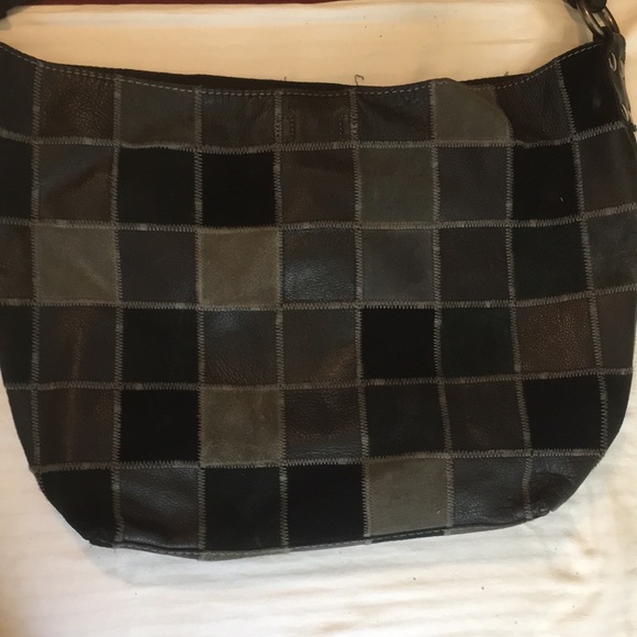 Genuine Leather and Genuine Suede Patchwork Lucky Brand Leather Suede Bucket Bag - Picture 13 of 13
